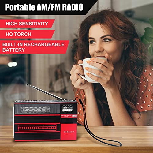 Am Fm Portable Radio - Rechargeable Radio With Flashlight Portable Am/Fm Sw 1-2 Multiwave Radio - Super Strong Signal Large Speaker Transistor Antenna Gift For The Elderly, Friends, Couples(S307) #TOP1