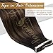 Ve Sunny Tape in Hair Extensions Real Human Hair Invisible Remy Human Hair Straight Tape Ins Double Sided Darkest Brown Ombre Medium Brown Balayage 20 inch 10Pcs 25G