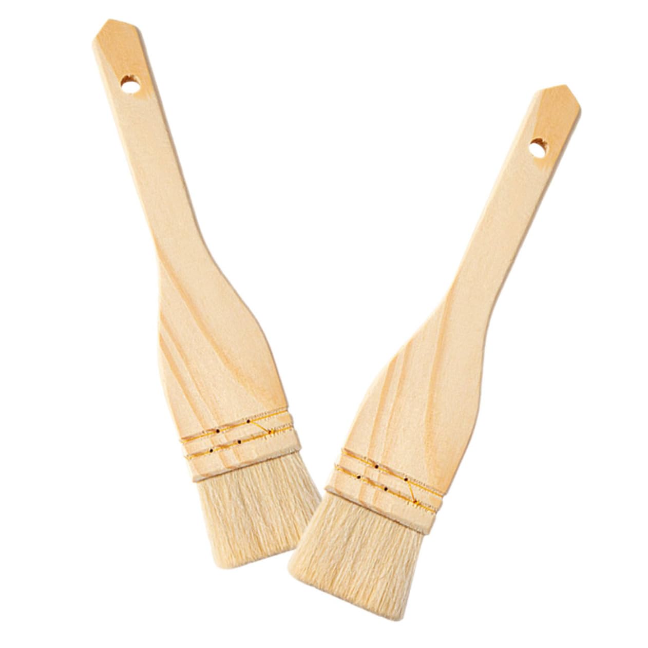 VINTORKY 2pcs Wool Basting Brush for Cooking and Baking Pastry Oil Brush for Barbecue Grilling and Roasting for Sauces and Egg Wash Application