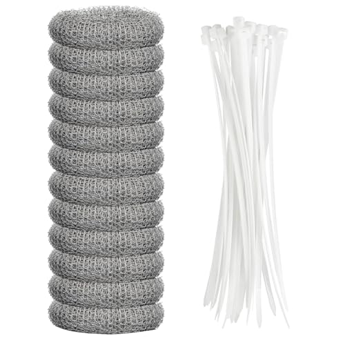 Lint Traps Washing Machine Stainless Steel Pet Hair Remover for Laundry Mesh Washer Filter Lint Catcher for Drainage Scenarios Including Sinks, Basins, Bathtubs 12pcs with 12pcs Cable Ties