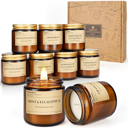 9 Pack Soy Candles for Home Scented |（Mint & Eucalyptus/Lemongrass/Grapefruit
