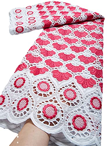Dentelle de coton pur suisse haut de gamme avec pierres éclatantes pour haute couture