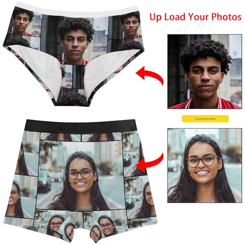 Custom Boxers Thong for Men Women Personalized Couples Matching Underwear with Face Funny Gifts for Valentines Day2