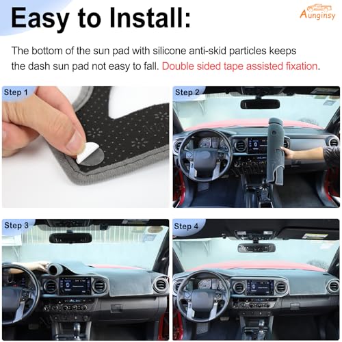 Image of Aunginsy Car Dashboard Cover Mat Compatible with Toyota Tacoma 2016-2023, Pickup Dashboard Dash Cover Nonslip Grey Mat Sun Pad Dash Carpet Sunshade Glare UV Rays Protector Car Interior Accessories