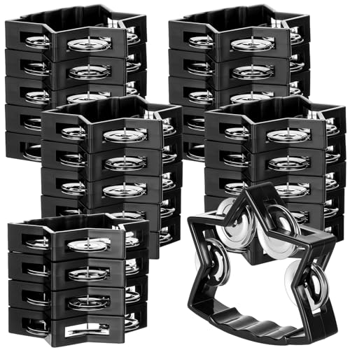 Joyfolk 24 Pack Plastic Tambourine Noise Makers Star Percussion Tambourine Bulk Handheld Musical Percussion Instrument with 4 Bells for Music Performers Musical Party Church Christian (Black)