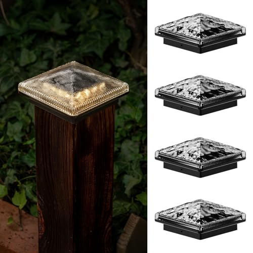 Capuchon de poteau solaire en verre pour clôture extérieure de jardin