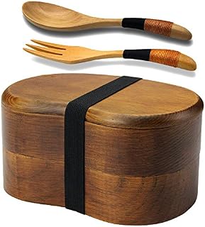 AOOSY Bento Lunch Box,Kids Lunch Box,Japanese Bento Box for Adults Sandwich Lunch Containers Sushi Box 2-tier Wood Bento Boxes with Fork Spoon for Office School Hiking Camping