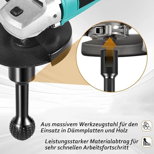 Bohaner 2PCS Kugelfräser Holz Schnitzen 25mm 40mm Kugelmeißel Feilenschleifköpfe Kugelmeißel Holzfräser Kugelraspel Kugelrotierende Holzraspeln für Bohrmaschine für 115/125 Winkelschleife