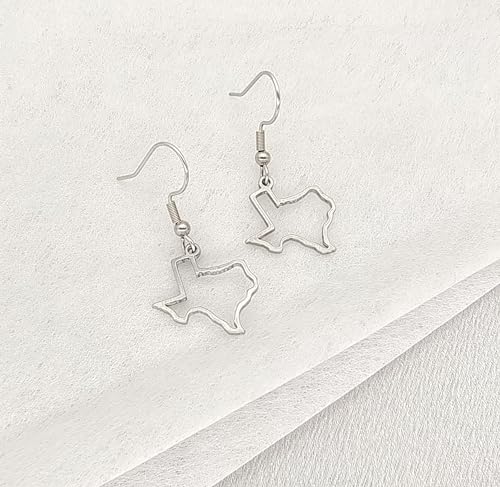 Stainless Steel Texas State Shape Map Dangle Drop Earrings for Women2
