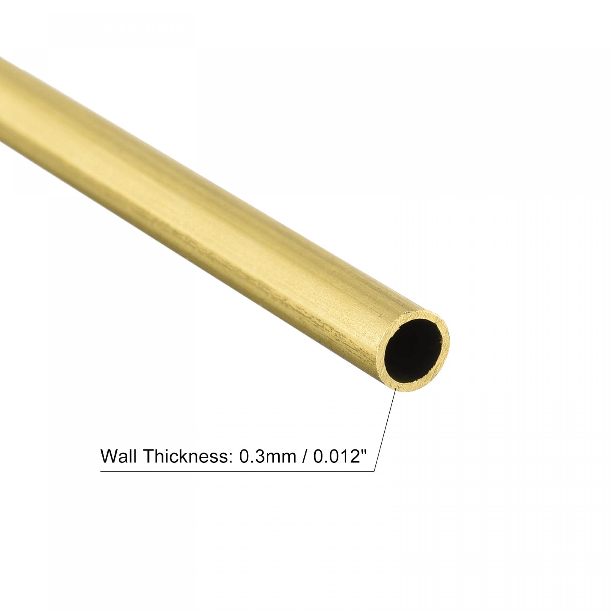 Sourcingmap, tubo rotondo in ottone, lunghezza 300 mm, diametro 3 mm, spessore 1 mm, 3 pezzi