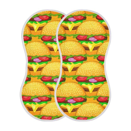 Hamburger Onion Yellow Baby Burp Cloths Cotton Washcloths Super Soft Absorbent Burping Rags for Baby Boys Girl Muslin Burp Cloths 1 Pack2