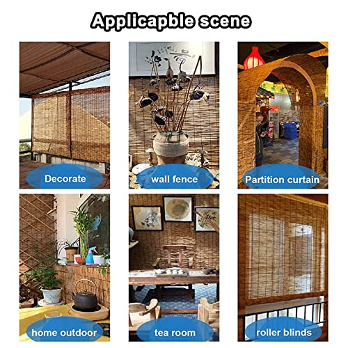 Cybuch Natural Bamboo Blinds,Outdoor Blinds Roll Up Shade,Retro Roman Shades,Shade Natural Reed Blinds Bamboo,Reed Curtains With Lift,Sun Protection, Breathable,Privacy,Custom 25X55In(Wxh) #TOP3