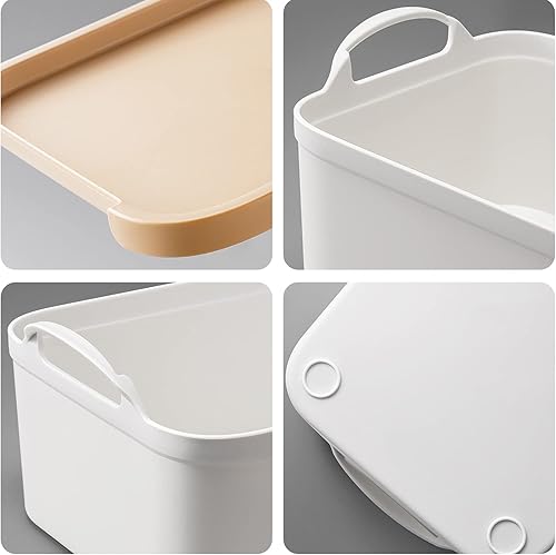 Miniatura 9 de ANMINY Juego de 8 cubos de almacenamiento de plástico todo en uno con tapa blanca, cesta de escritorio, cajón, organizador de cocina, contenedor de