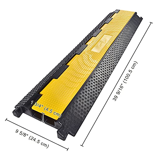 Yescom 2 Channel Rubber Electrical Wire Cable Cover Ramp Guard Warehouse Cord Protector Station Speed Bump 22000 Lbs #TOP6