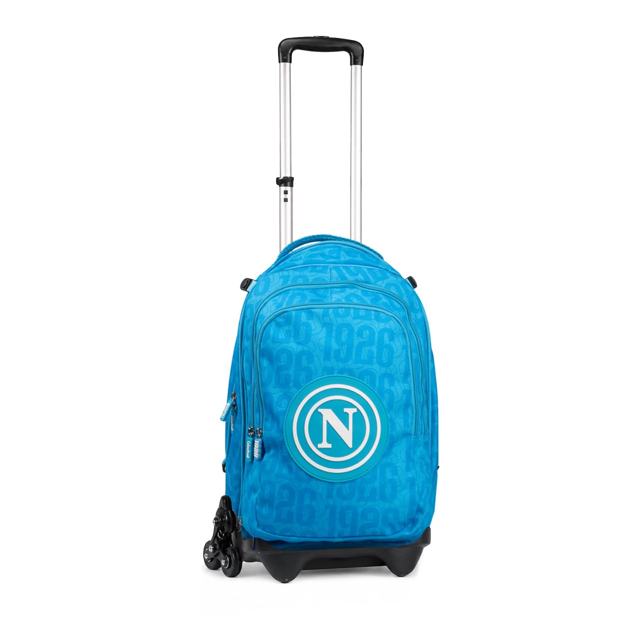 Colourbook Zaino Trolley Scuola Napoli Ufficiale 4 in 1 Con Pallone (Azzurro)
