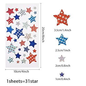 620 Pieces Patriotic Sticker 4th of July Stars Metallic Red, White & Blue Stars Sticker Patriotic Label Star-Shaped Sticker for 4th of July Independence Day Decor 20 Sheet 620 Pieces Patriotic Sticker 4th of July Stars Metallic Red White Blue Stars Sticker Patriotic Label Star Shaped Sticker for 4th of July Independence Day Decor 20 Sheet