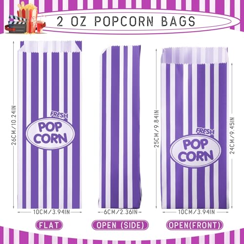 Image of Sherr 1000 Pcs 2oz Purple Popcorn Bags Bulk Retro Stripes Disposable Popcorn Bags for Circus Carnival Party Favors Movie Nights Birthday Party Event Supplies Machine Accessories