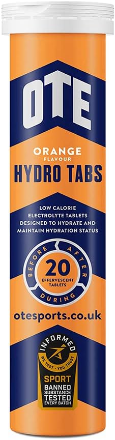 Hydration Tablets with Electrolytes - Effervescent Rehydration Drink - Energy Drinks for Cycling, Running and Endurance Sport - Tubes of 20 - Orange, Single Tube