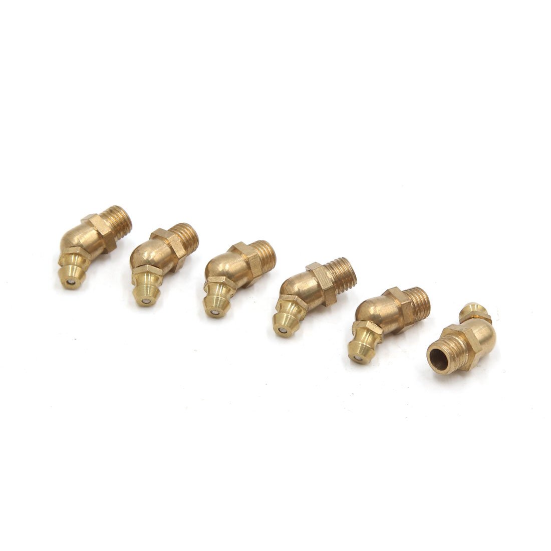 uxcell 6 Pcs Brass M8 x 1mm Thread 45 Degree Angle Grease Zerk Nipple Fitting for Car-image-25