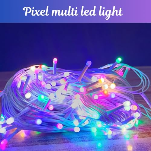 Image of One94Store 20 Meter LED Pixel String Lights with 80 LEDs | Copper Wire Multicolor LED Bulb Series with White Wire for Diwali, Christmas, Party & Home Decoration | Fairy Light Style | Pack of 3 (Multi)