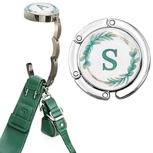 Folding Handbag Hanger, Personalized Letters Collection Desk Purse Holder ，Portable