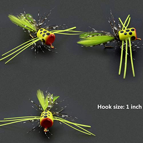 Fly Fishing Flies Kit Fly Assortment Trout Bass Fishing with Fly Box, with Dry/Wet Flies, Nymphs, Streamers,Fly Poppers (pop10)