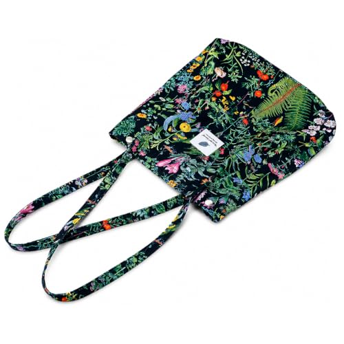 Image of Lyrovo Women Corduroy Shoulder Tote Bag for Work Beach Travel and Shopping Grocery