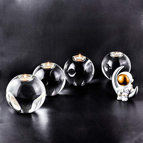 Le Sens Amazing Home Large Crystal Ball Candle Holder, 4.2 Inches Height, 4.7 Inches Width Elegant Heavy Solid Glass Tealight Holder Centerpiece For Home Decor, And Anniversary #TOP4
