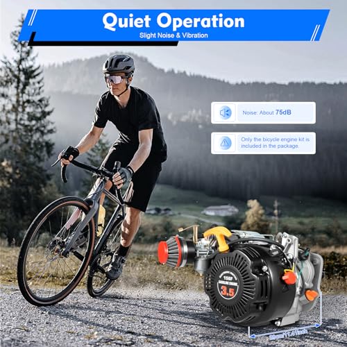 Fenjidrop 100cc Bicycle Engine Kit, 4 Stroke Hand Start Bike Gas Motor Kit with CDI Ignition Mode Single Cylinder Air Cooling OHV Motorized Bike Kit for Mountain Bikes (Belt Type)