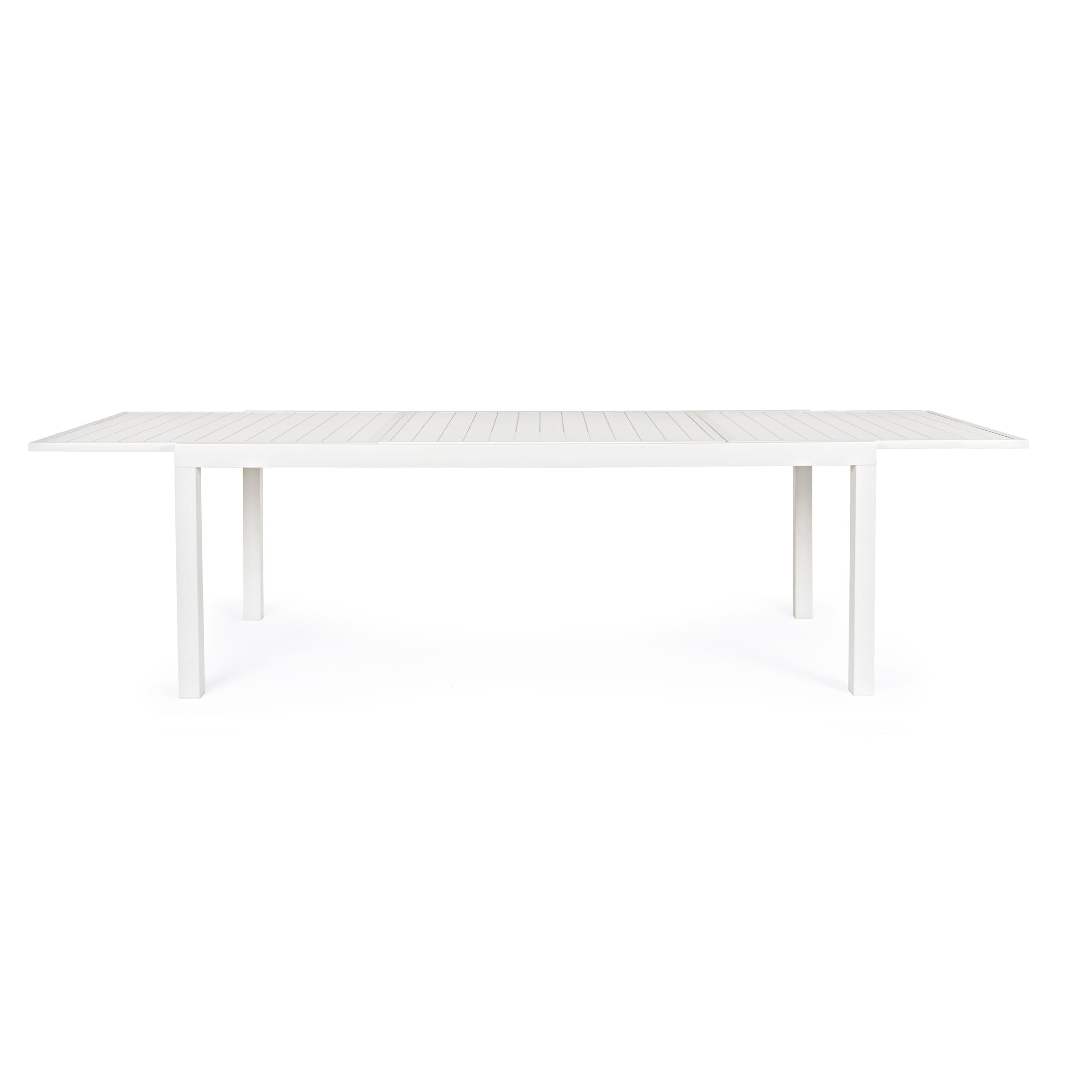 Totò Piccinni Tavolo SALINA Allungabile in alluminio rettangolare ideale per giardino con piano a doghe dal design moderno (Bianco, Tavolo 200/300x100x75)