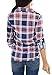 NUOREEL Women's Classic Plaid Shirt Button Down Shirts Roll Up Long Sleeve Cuffed Shirts (Navy and Pink, Large)