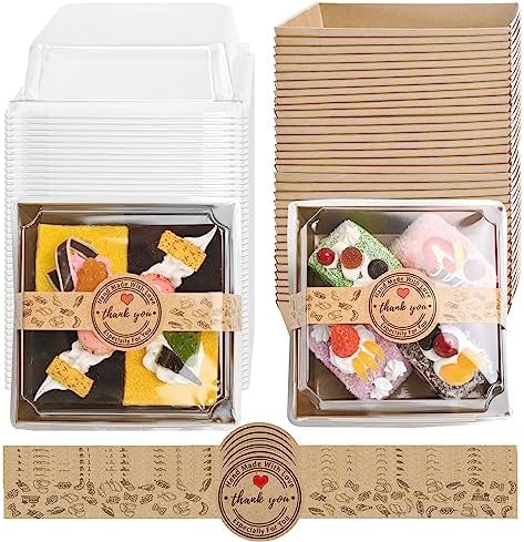 50 Pack Charcuterie Boxes With Clear Lids, 5.3x4.9x2.5 Inches