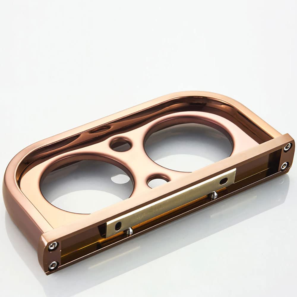 Portacepillos de dientes montado en la pared, Vaso doble de cerámica for pasta dientes, latón chapado en oro rosa, for lavabo, con tornillos montaje