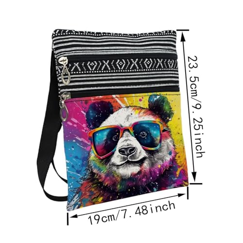 Street Art Panda Messenger Bag Small Ethnic Pattern Printed Adjustable Strap Crossbody Zipper Bag Street Art Panda Phone Bag Wallet Cute Shoulder Handbag for Women Friends -32