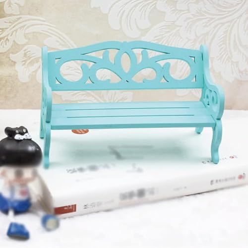 1:6 Scale Miniature Park Benches Modern Styled Garden Chair Dollhouse Furniture For Dollhouse Accessories Sand Table Simulation Train Landscape Railroad Scenery, Pack Of 2 (Blue) #TOP3