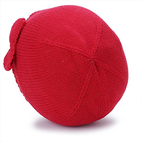 Vivobiniya Toddler Baby Girl Lovely Bowknot Knit Hats Baby Hats 6m-4years Old (1-2years Old(Head Circumference 18.8-19.6in), red)