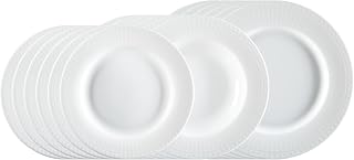 Ritzenhoff & Breker Sofia Teller-Set 18-teilig, Speise- / Suppen- und Dessertteller für 6 Personen, Tafel-Set mit feinem Rillenrelief, Fine-Dining-Geschirr, Porzellan, Weiß