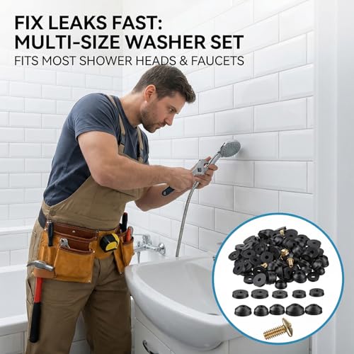 116PCS Faucet Washer Assortment Kit, Rubber Faucet Washers, Multi-Size Stem Washers with Brass Bibb Screws, Outdoor/Indoor Leak Repair Kit, for Plumbing Maintenance
