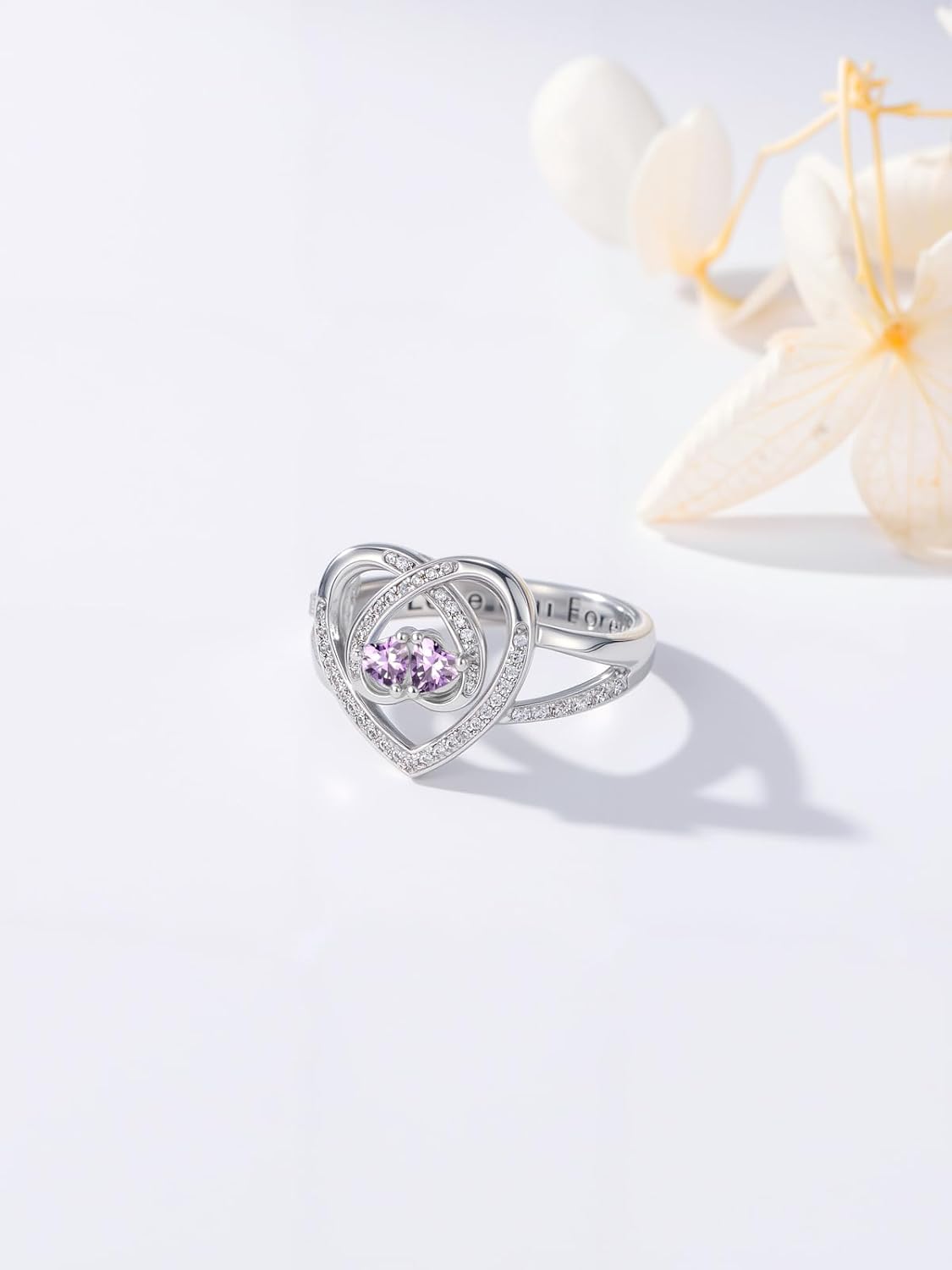 Rings for Women Birthstone Rings for Women Heart Statemet Engagement Eternity Wedding Promise Ring Jewelry Anniversary Christmas Valentine's Day Gifts Mothers Day Birthday Gifts for Wife Her Girlfriend - Image 4