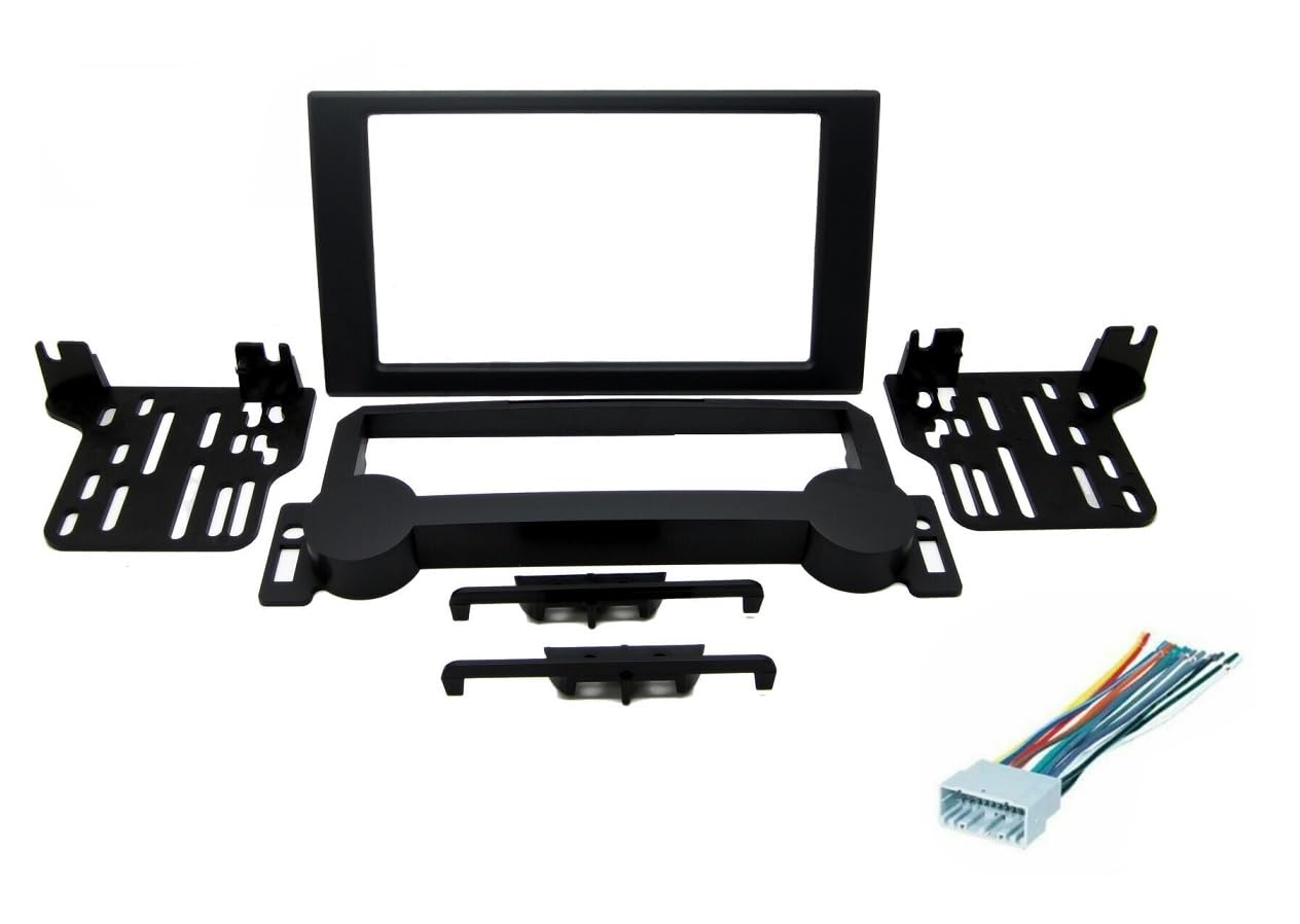 Double DIN Car Stereo Radio Installation Dash Kit Compatible with Chrysler Dodge Jeep for The Year 2004 2005 2006 2007 2008 2009 2010 (Dash Kit + Wiring Harness)