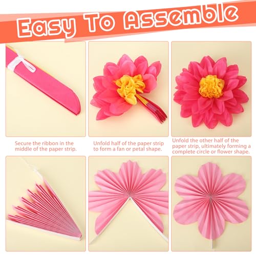 Guiqulai 89 PCS Pink and Orange Party Decorations Paper Fans Party Decorations Set with Balloons and Tassels Garland for Girl Birthday Wedding Baby Shower by Guiqulai - Image 2