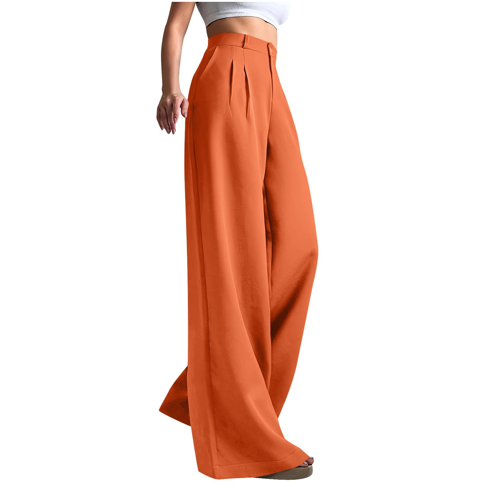 YMADREIG Wide Leg Pants Woman High Waisted Business Casual Work Dress Pant Dressy Palazzo Slacks Flowy Trousers with Pockets