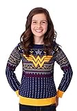 Fun Costumes Kid's Wonder Woman Navy Ugly Christmas Sweater - L