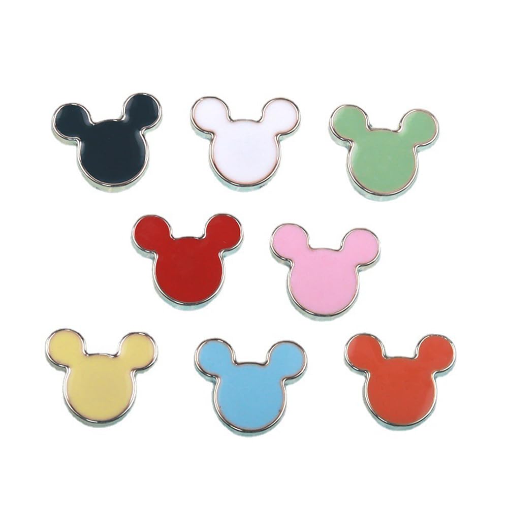 SMKT 50 Pieces 17x20mm Wholesale Mixed Color ABS Cartoon Mouse Charm Quality Anime Beads Flat Back Mouse Charms For Jewelry Making Popular Cute Diy Crafts Making Accessories