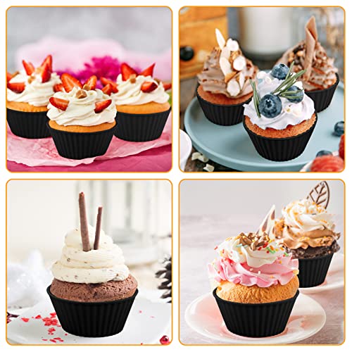 Silicone Cupcake Liners Muffin Cups 36 Pack Reusable & Non-Stick Silicone Baking Cups Heavy Duty Silicone Muffin Cups Molds Baking For Party Halloween Christmas (Black) #TOP2