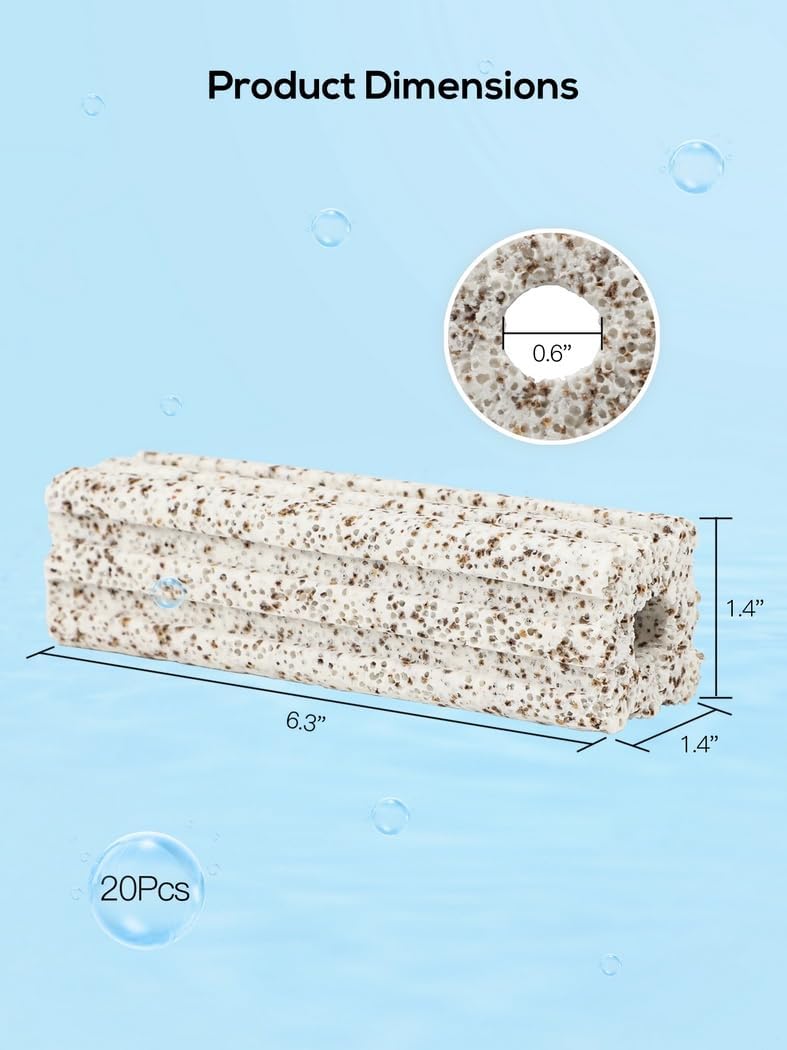20 Pcs Aquarium Bio Media Blocks 6.3 in, Porous Ceramic Filter Bricks for Fish Tank, Sump, Canister, Top Filters, Koi Pond Use