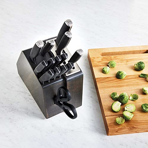 Select By Calphalon™ Self-Sharpening Knife Set With Block, Cutlery Set, 15-Piece, With Sharpin™ Self-Sharpening Knife Block, Dark Wood #TOP3