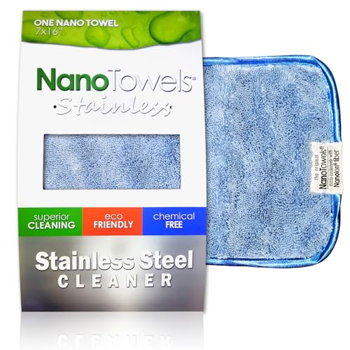 Nano Towels Stainless Steel Cleaner | The Amazing Chemical Free Stainless Steel Cleaning Reusable Wipe Cloth | Kid & Pet Safe | Blue 7x16 (1 pc)