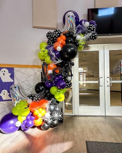 Image of Halloween Party Balloons Decorations, 12Inch 60Pcs Black Orange Purple Green Confetti Balloons for Kids Halloween Birthday Party Decoration