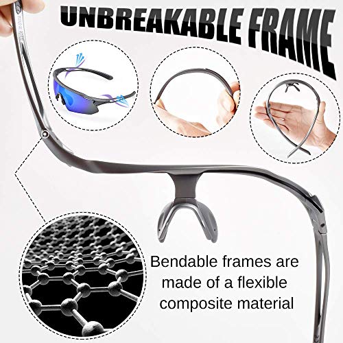 Image of Cycling Glasses, TR90 Unbreakable Frame Polarized Anti-UV400 Sports Sunglasses